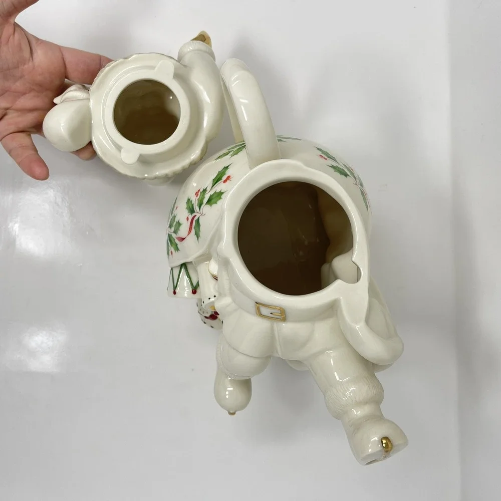 VTG Holiday Santa Collection Teapot By LENOX Skiing Santa‎ Claus 1999 Christmas